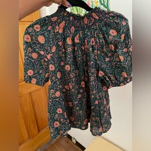 Roller Rabbit Floral Print Top - Green and Pink